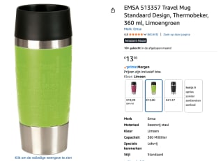 Travel Mug Standard Design Thermobeker voor €13 bij Amazon