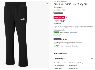 PUMA Essentials Logo Joggingbroek Heren voor maar €13,50 bij Amazon