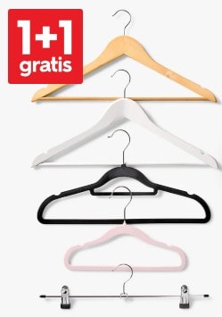 1+1 gratis op kledingopbergers en hangers bij HEMA