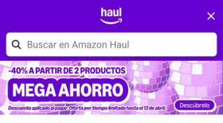-40% de Dto a partir de 2 productos en Amazon Haul.
