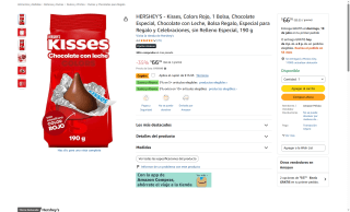 Hershey's Kisses Bolsa Regalo 190g por $53 | Oferta Amazon