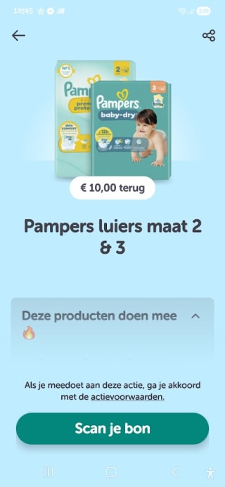 €10 cashback op pampers maat 2&3 via Tikkie
