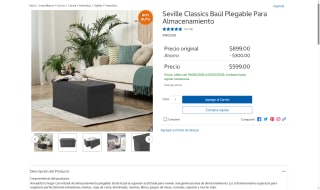 Baúl Plegable Seville 80x40x40 cm por $599 | Oferta Costco