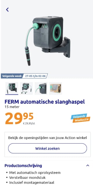 15meter Ferm haspel voor 29.95 euro (vanaf 27 mei)