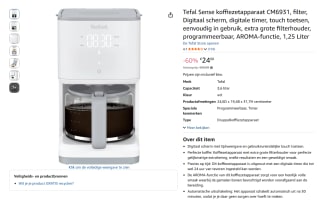 Tefal Sense koffiezetapparaat CM6931 voor €24 bij Amazon.nl