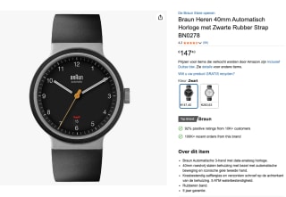 Braun Heren 40mm automatisch horloge voor €147,40 bij Amazon