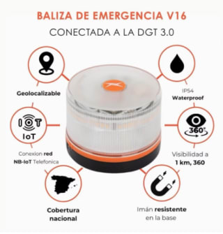 Baliza emergencia V16 conectada con geolocalización DGT 3.0 por 15.51€