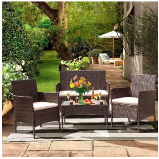 Juego ratán exterior 4 piezas 2 sillones sofá mesa por 96.69€