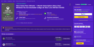 Xbox Game Pass Ultimate 1 Mes por $142 en Eneba