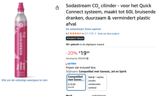 SodaStream CO2-cilinder roze Quick-Connect voor €19,99 bij Amazon