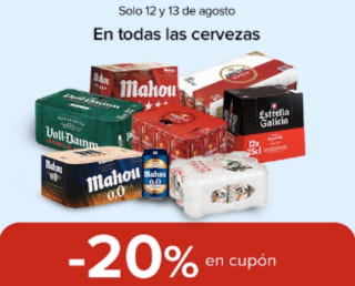 Super promoción en cervezas Carrefour: 20% cupón + 50% 2ª unidad o 50% vuelve