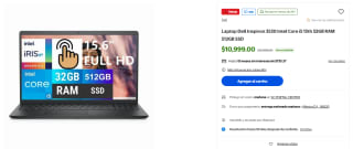 Dell Inspiron 3530 i5-1334U 32GB 512GB por $9,500 | Walmart (Banamex)