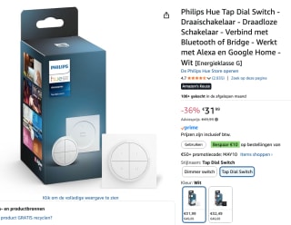PHILIPS HUE Tap Dial Switch Wit voor €31,99 bij Amazon
