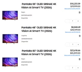 Pantalla OLED S85HAE 55" por $10,234 y más en Oferta en Samsung