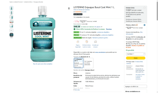 Enjuague Listerine 1L por $92 | Oferta Amazon