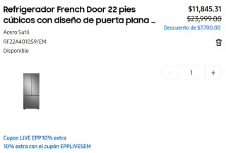 Refrigerador Samsung French Door 22 cu.ft por $11,845 en Samsung