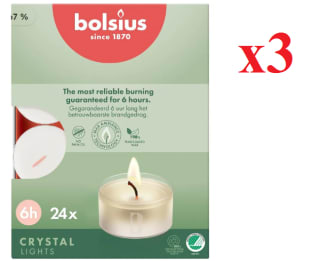 3 x Bolsius Tea Lights Cristal 24 velas 6 horas por 5.97€