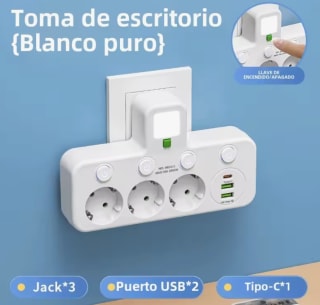 Enchufe Pared Con Variador Independiente Carga USB Plug EU 110-250V 10A por 2,98€