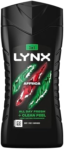 Lynx Men Africa 3-in-1 Hair, Face and Body Wash Shower Gel 225 ml, Pack of 3