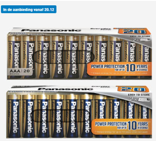 PANASONIC AA- of AAA-batterijen 20-pack voor €4,49 bij de Aldi