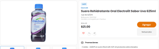 Suero Rehidratante Oral Electrolit Uva 625ml por $21 | Oferta Chedraui