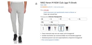 Nike Sportswear Club Fleece Pant voor €19,08 bij Amazon