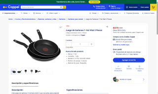 Sartenes T-Fal Vital 3pzas por $679 | Coppel