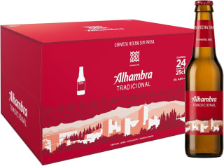 24 botellines Alhambra Tradicional, Cerveza Lager Suave 25 cl por 8.88€