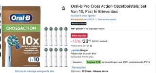Oral-B Pro Cross Action Opzetborstels, Set Van 10, voor €23,42 bij Amazon