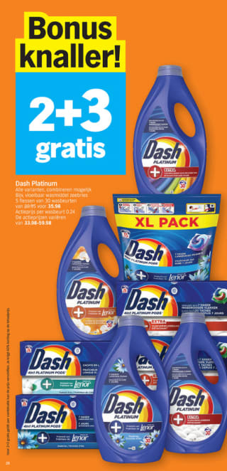 2+3 gratis op Dash wasmiddel bij Albert Heijn