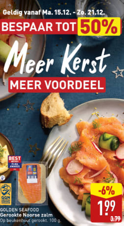 100 gr Gerookte Zalm voor €1,99 bij de Aldi