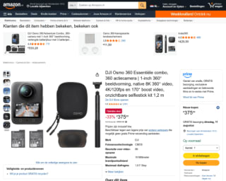 DJI Osmo 360 Essentiële combo voor €375 bij Amazon