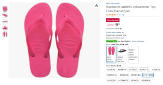 Havaianas uniseks roze teenslippers voor €9,12 bij Amazon