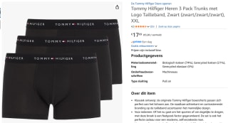 Tommy Hilfiger 3 Pack Logo Waistband Trunks voor €17,69 bij Amazon