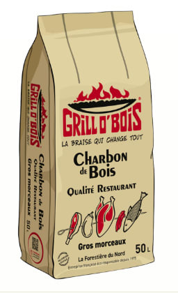 Charbon de bois 50L Qualité Restaurant GRILL O'BOIS à 17,90€