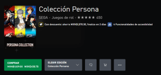 Colección Persona por $459 | Oferta Xbox Store