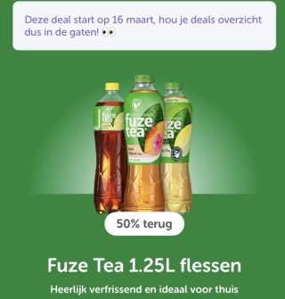Tikkie Cashback Actie: 2 flessen Fuze Tea 1.25L voor €1,38