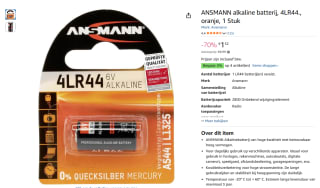 ANSMANN alkaline batterij 4LR44 voor €1,52 bij Amazon