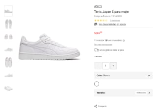 Tenis Asics Japan S Blanco por $699 | Oferta Liverpool