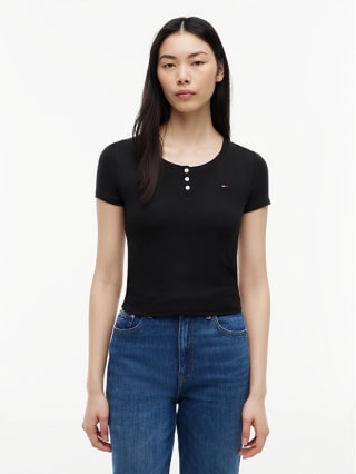 T-shirt slim Henley à manches courtes à 44,90€