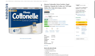 Pack Papel higiénico Kleenex Cottonelle Extra Comfort por $68 | Amazon