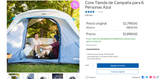 Core Tienda de Campaña para 6 Personas Azul por $1,999 en Costco