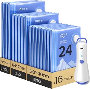 16 Bolsas de Vacío Ropa con Bomba de Vacío Eléctrica Inalámbrica por 25.64€