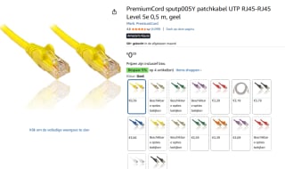 Premium patchkabel UTP 0,5m voor €0,39 bij Amazon