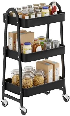 SONGMICS Carrito Auxiliar con Ruedas, 3 Niveles, de Acero por 17.59€
