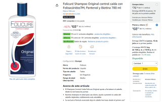 Shampoo Folicuré Original 700ml por $68 | Oferta Amazon