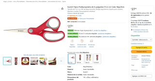 Scotch Tijera Multipropósito de 6 pulgadas (15.2 cm) por $28 en Amazon