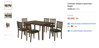 Comedor Alaska 6 personas Nogal por $3,499 | Oferta Elektra