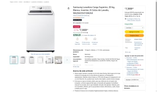 Lavadora Samsung 20kg por $7,999 | Oferta Amazon