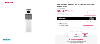 Dispensador de Agua Mabe Free Standing con 3 Llaves por $1,781 | Office Depot